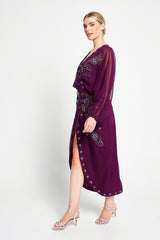 Michelle Purple Embellished Midi Dress