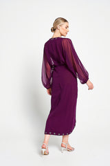Michelle Purple Embellished Midi Dress