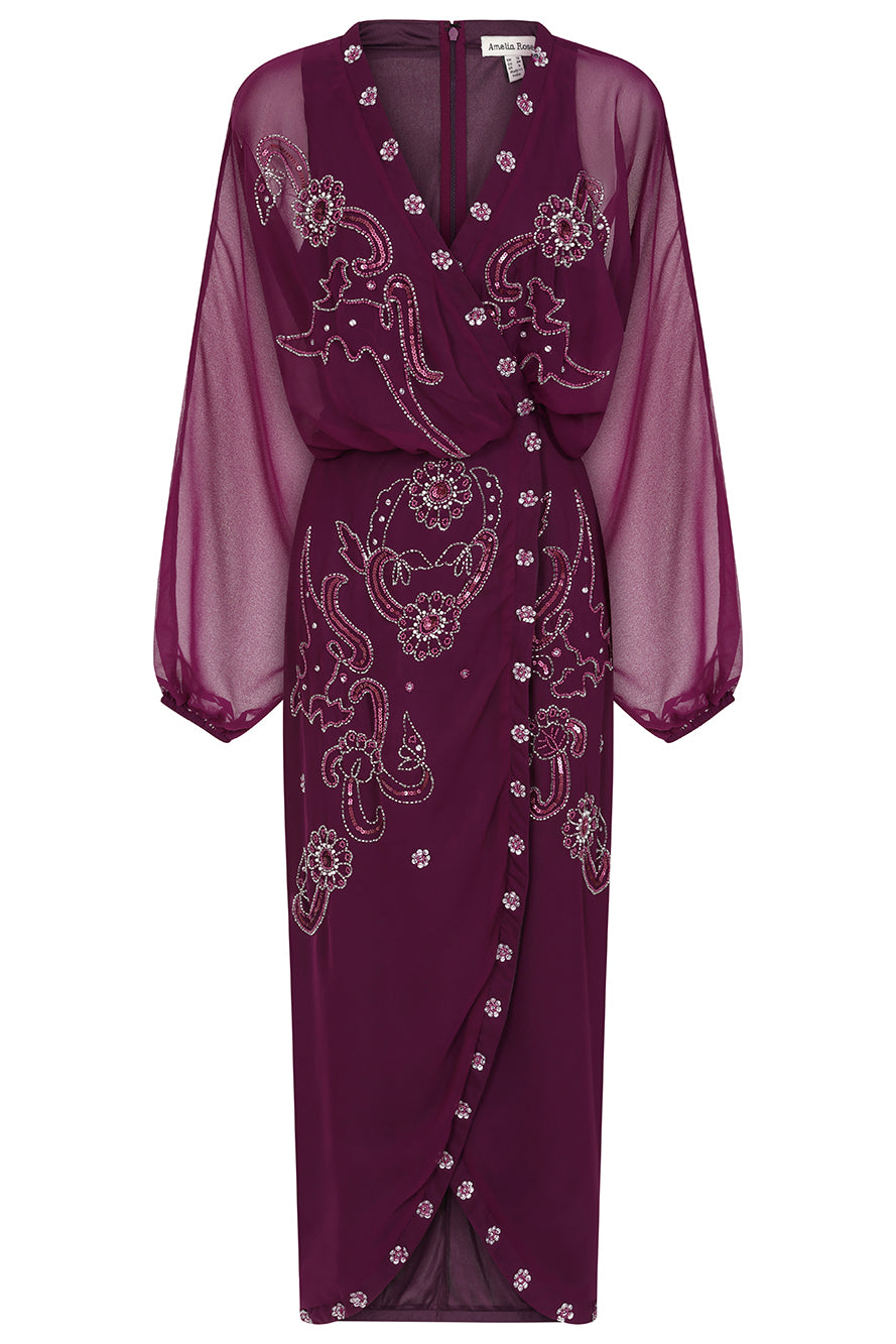 Michelle Purple Embellished Midi Dress
