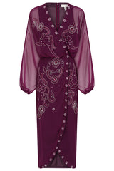 Michelle Purple Embellished Midi Dress