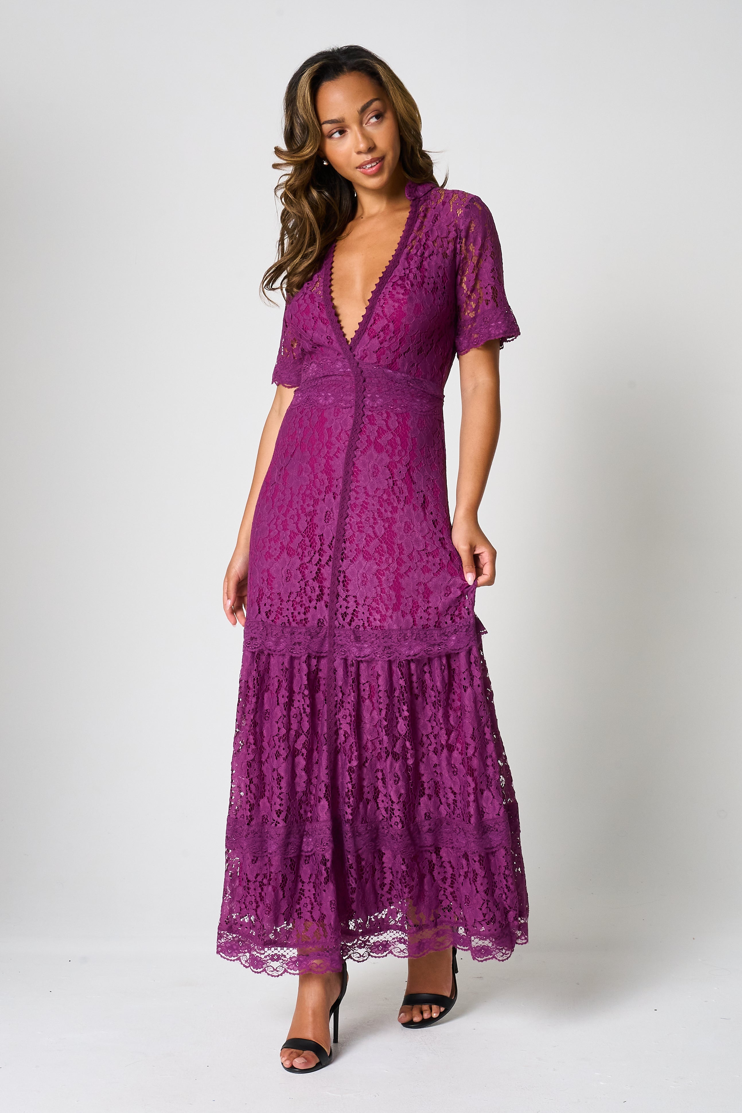 Mila Purple Lace Maxi Dress Frock and Frill Mila Purple Lace Maxi Dress Frock and Frill