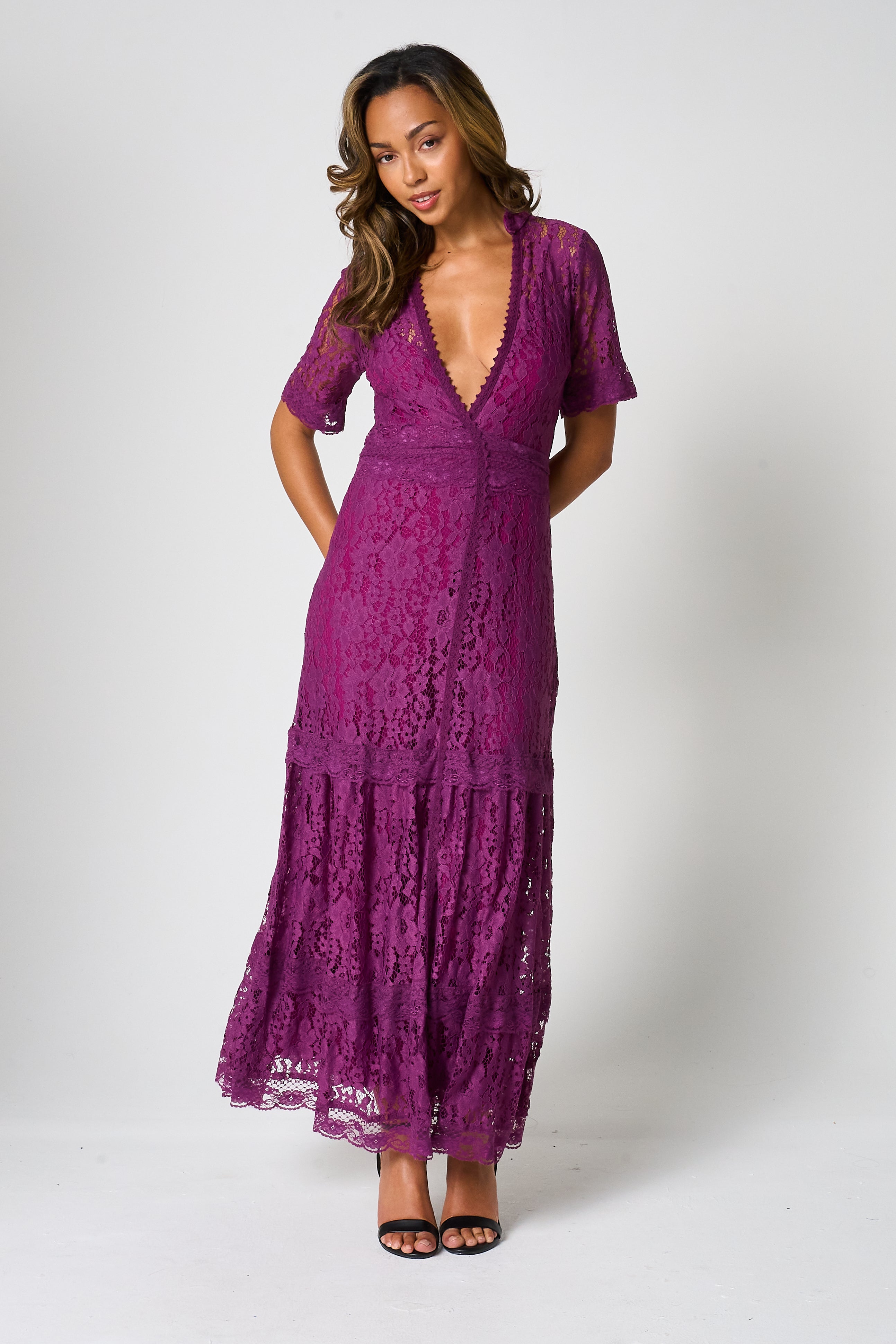 Mila Purple Lace Maxi Dress