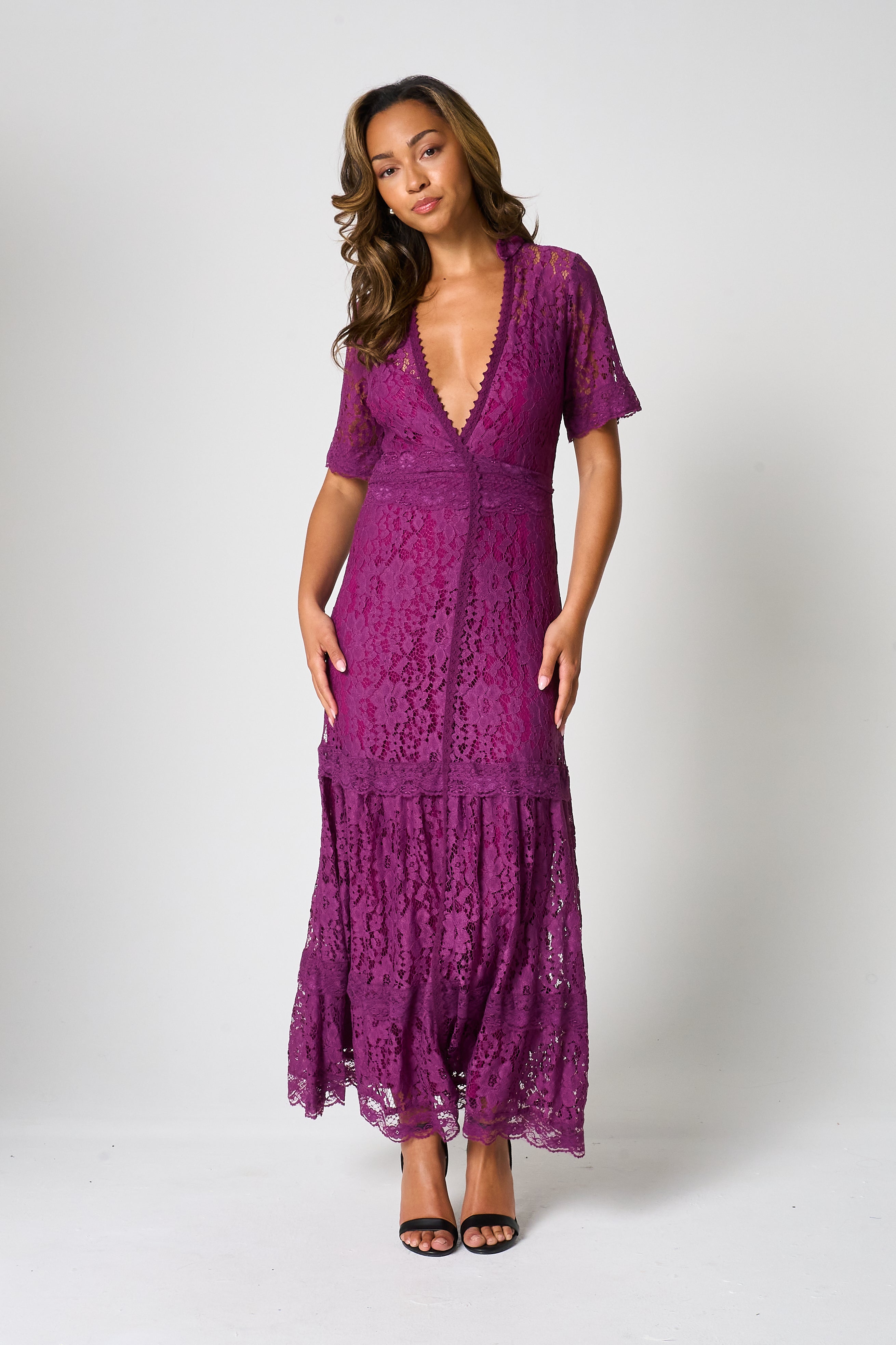 Mila Purple Lace Maxi Dress