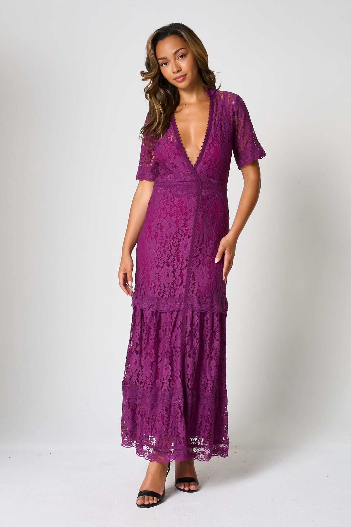 Mila Purple Lace Maxi Dress
