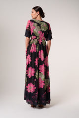 Milena Black Floral Print Maxi Dress