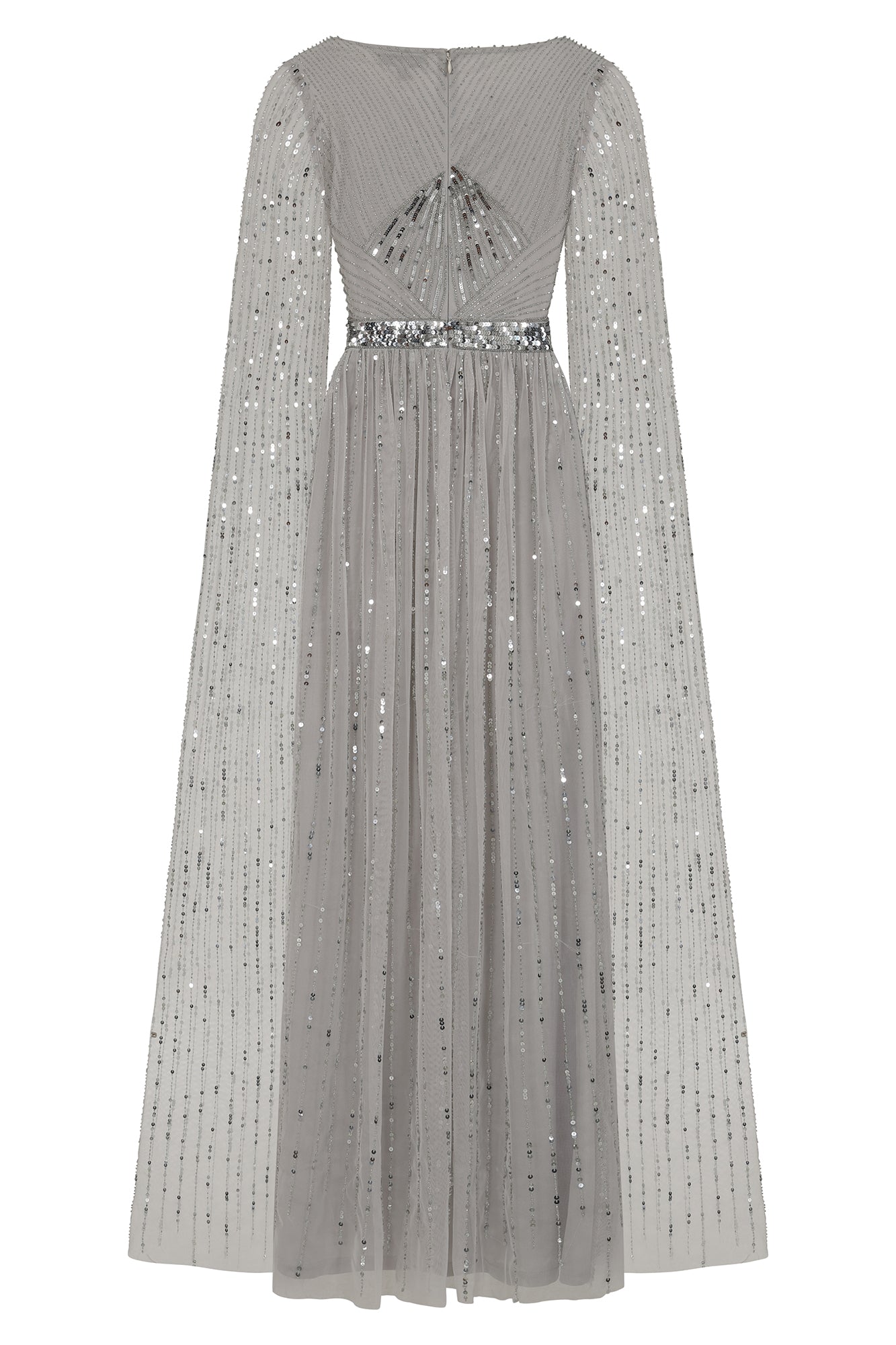 Morgan Grey Sequin Cape Sleeve Maxi Dress Frock and Frill Morgan Grey Sequin Cape Sleeve Maxi Dress Frock and Frill