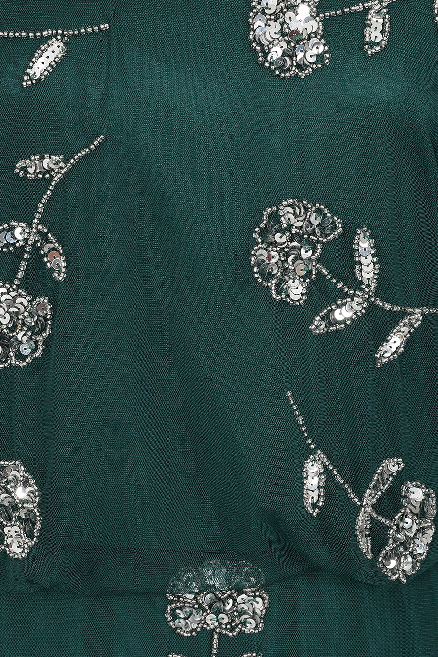 Naida Rainforest Green Embellished Maxi Dress