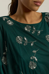 Naida Rainforest Green Embellished Maxi Dress