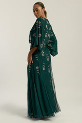 Naida Rainforest Green Embellished Maxi Dress