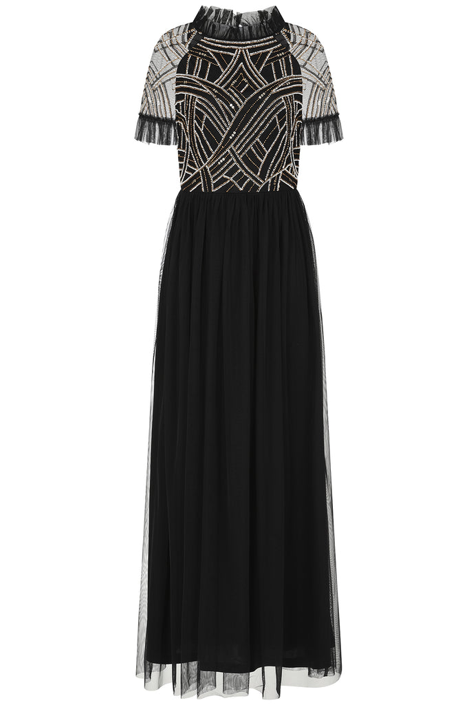 Nancy Embellished Bodice Maxi Dress - Black