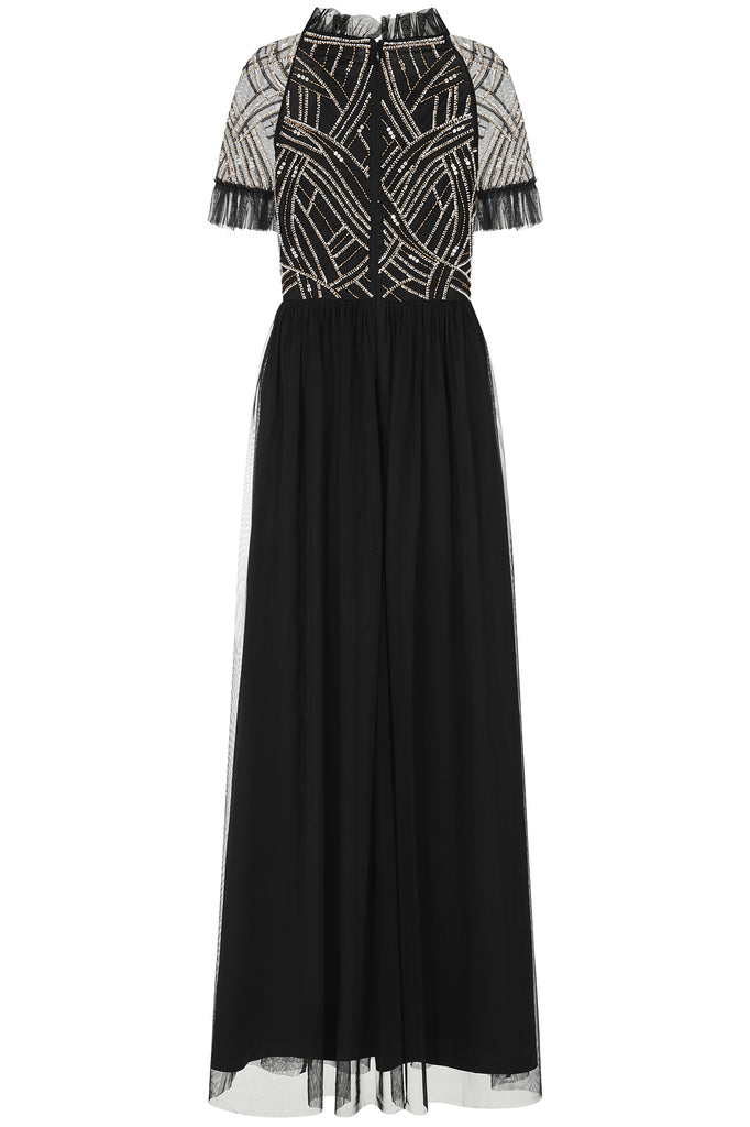 Nancy Embellished Bodice Maxi Dress - Black