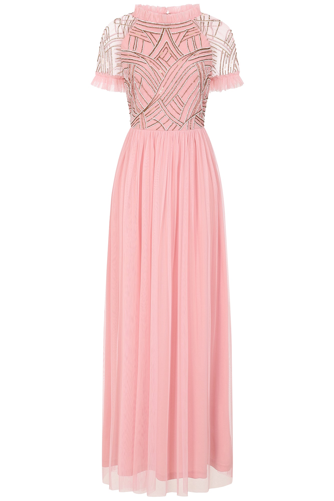 Nancy Embellished Bodice Maxi Dress in Quartz Pink