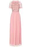 Nancy Pink Embellished Bodice Maxi Dress