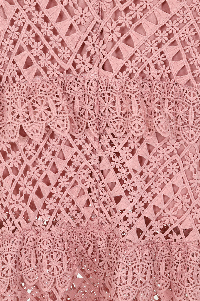 Narelle Crochet Lace Midaxi Dress - Rose Tan