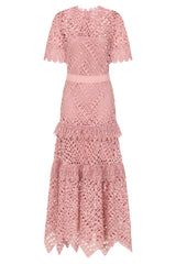 Narelle Crochet Lace Midaxi Dress - Rose Tan