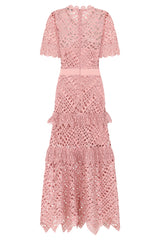 Narelle Crochet Lace Midaxi Dress - Rose Tan