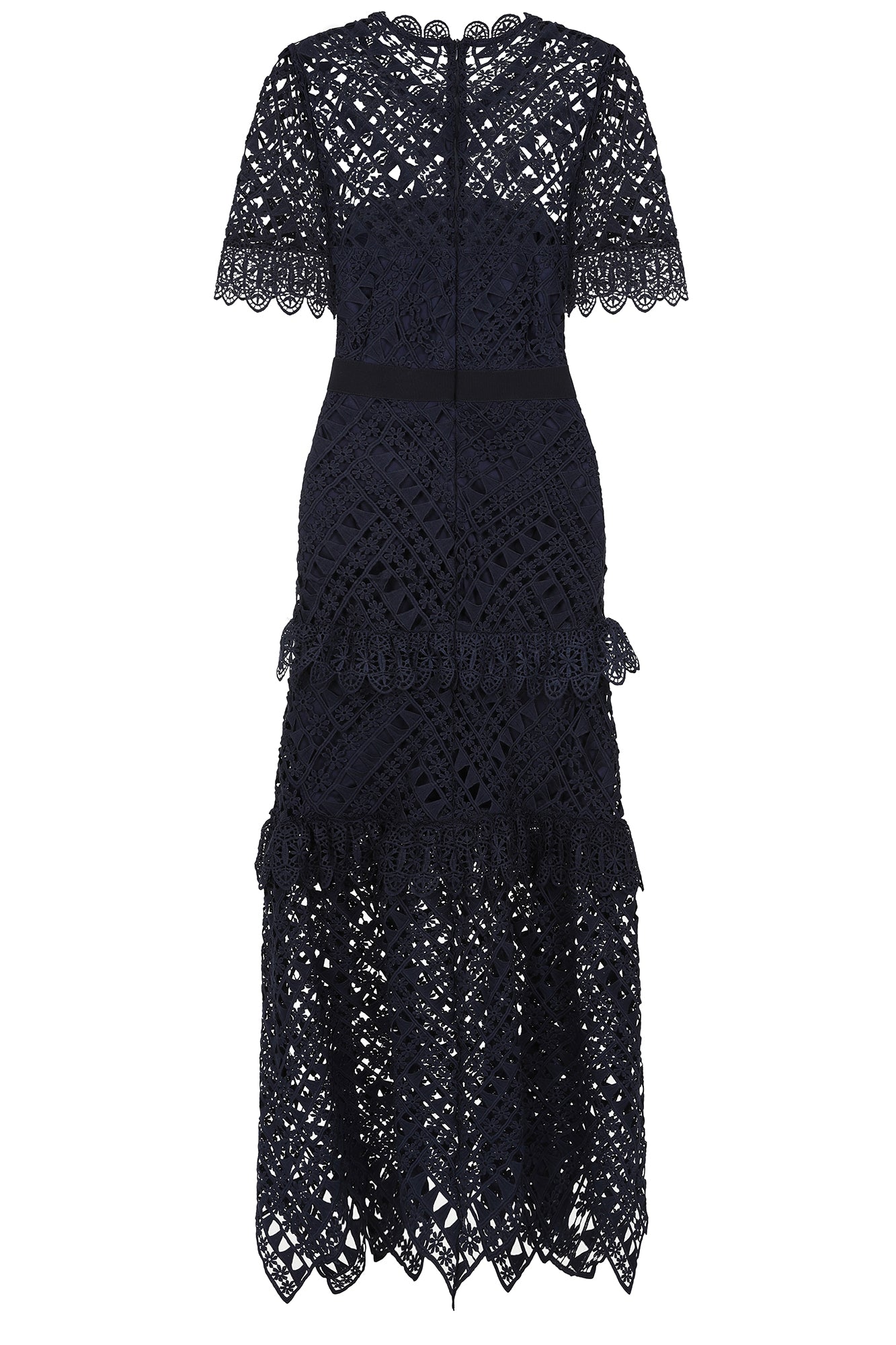 Narelle Navy Crochet Lace Midaxi Dress Frock and Frill Narelle Navy Crochet Lace Midaxi Dress Frock and Frill