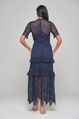 Narelle Crochet Lace Midaxi Dress - Navy