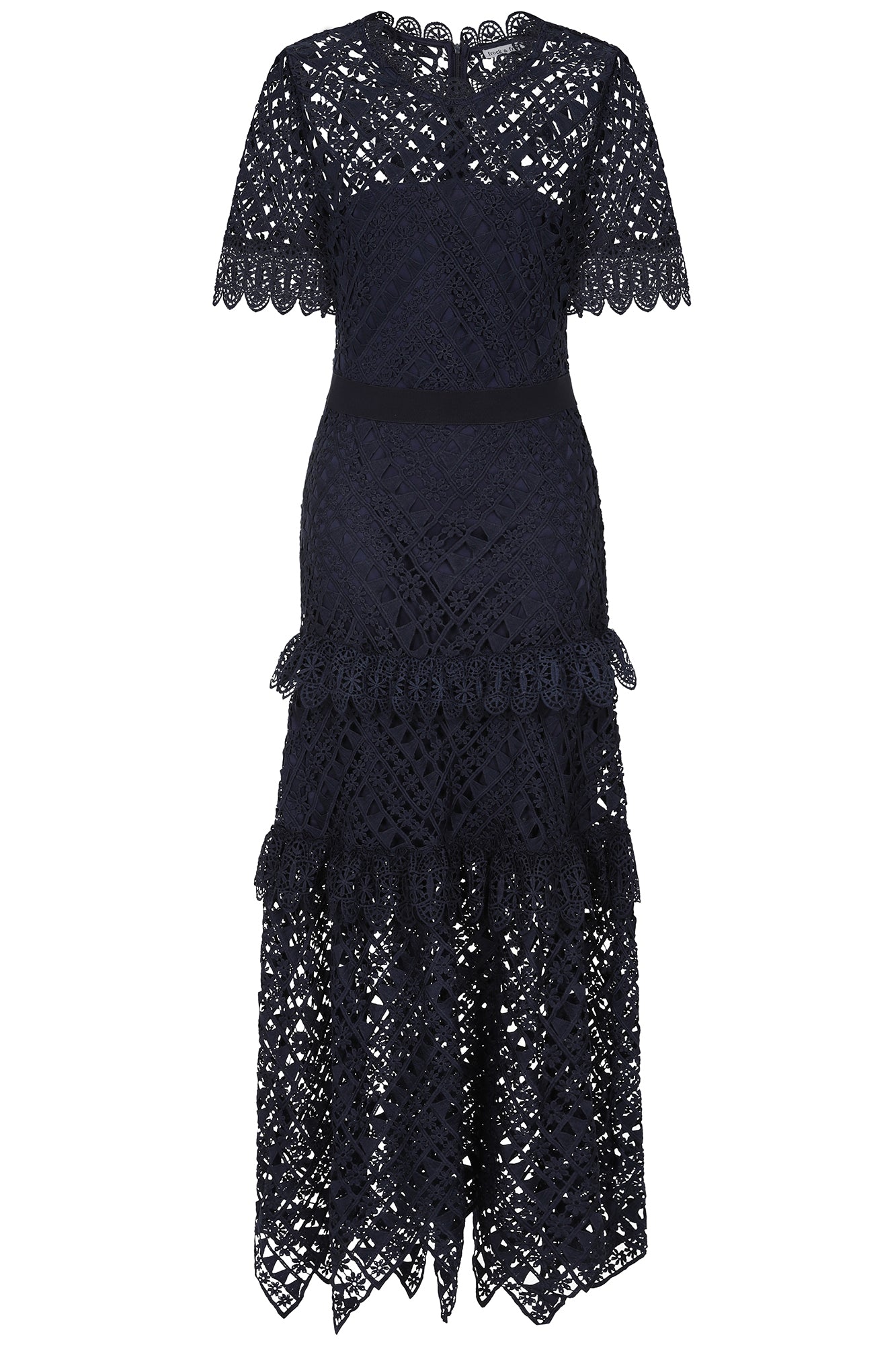 Narelle Navy Crochet Lace Midaxi Dress Frock and Frill Narelle Navy Crochet Lace Midaxi Dress Frock and Frill