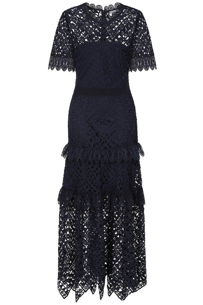 Narelle Crochet Lace Midaxi Dress - Navy