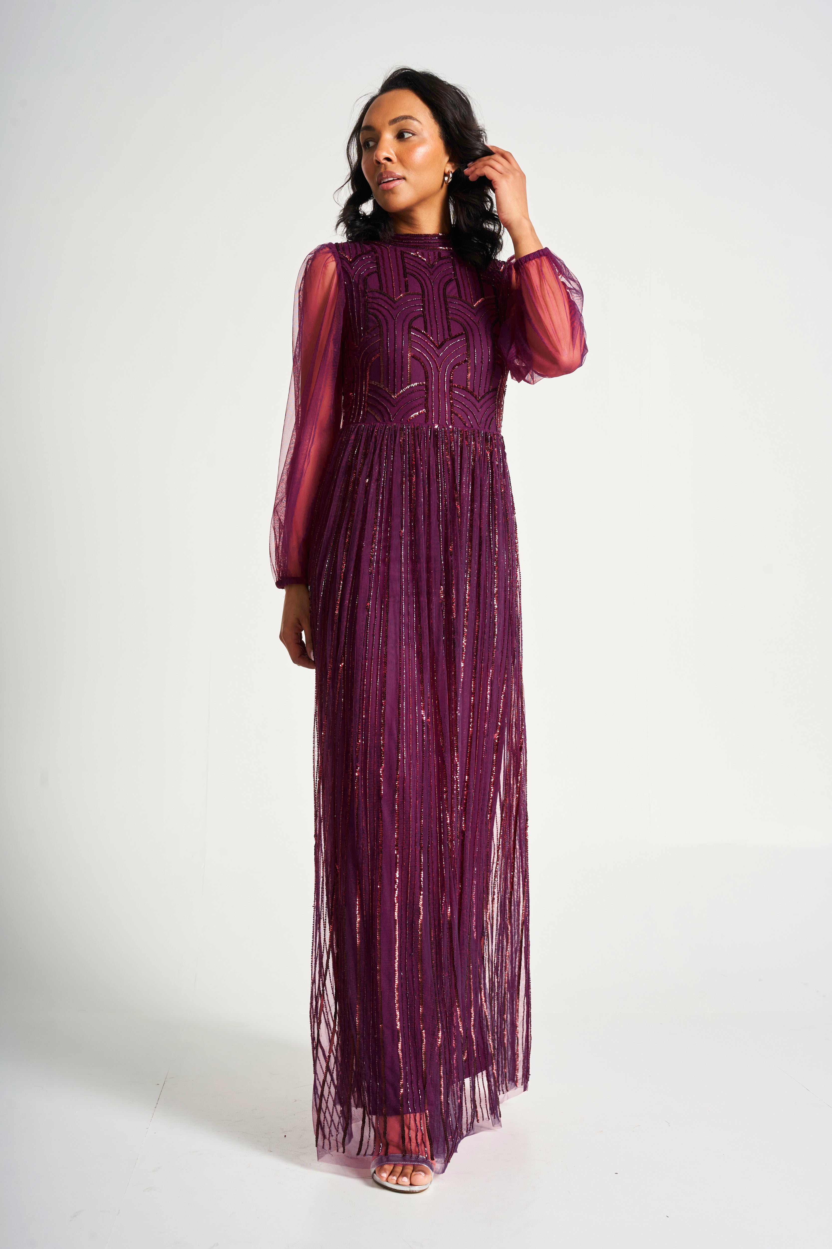 Natalia Berry Embellished Maxi Dress