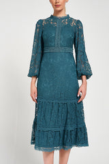 Nerine Teal Lace Midi Dress