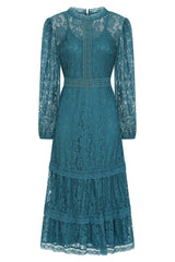 Nerine Teal Lace Midi Dress