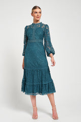 Nerine Teal Lace Midi Dress