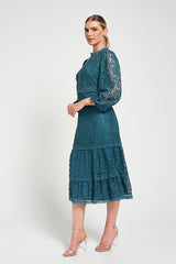 Nerine Teal Lace Midi Dress