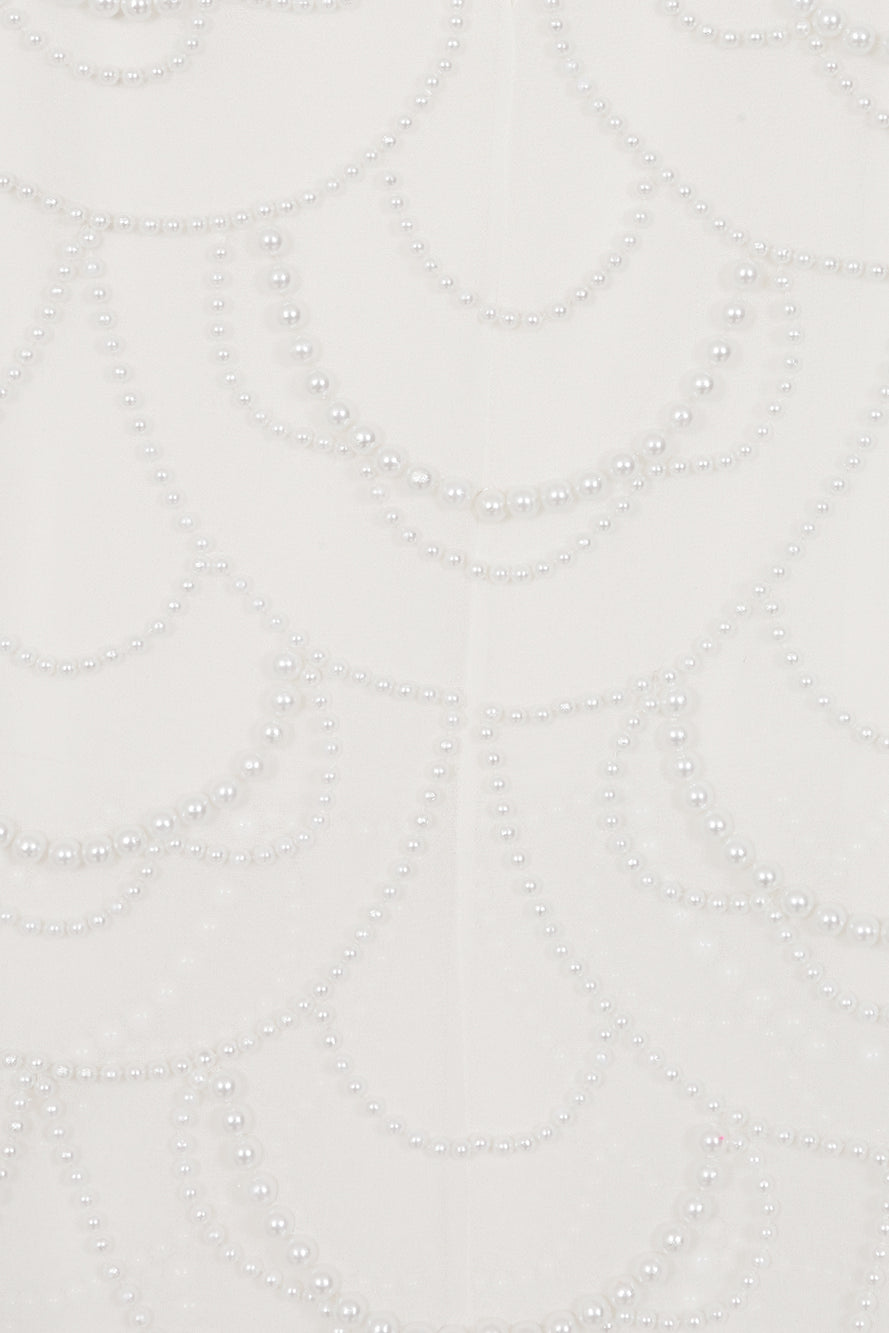 Neva White Embellished Asymmetric Cape Sleeve Maxi Dress – midaxi-length wedding or formal evening gown with flowing cape overlay and delicate embellishments