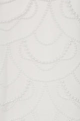 Neva White Embellished Asymmetric Cape Sleeve Maxi Dress – midaxi-length wedding or formal evening gown with flowing cape overlay and delicate embellishments