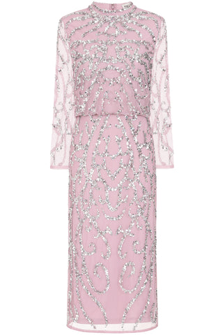 Nicola Sequin Midi Dress in Lilac
