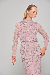 Nicola Sequin Midi Dress in Lilac