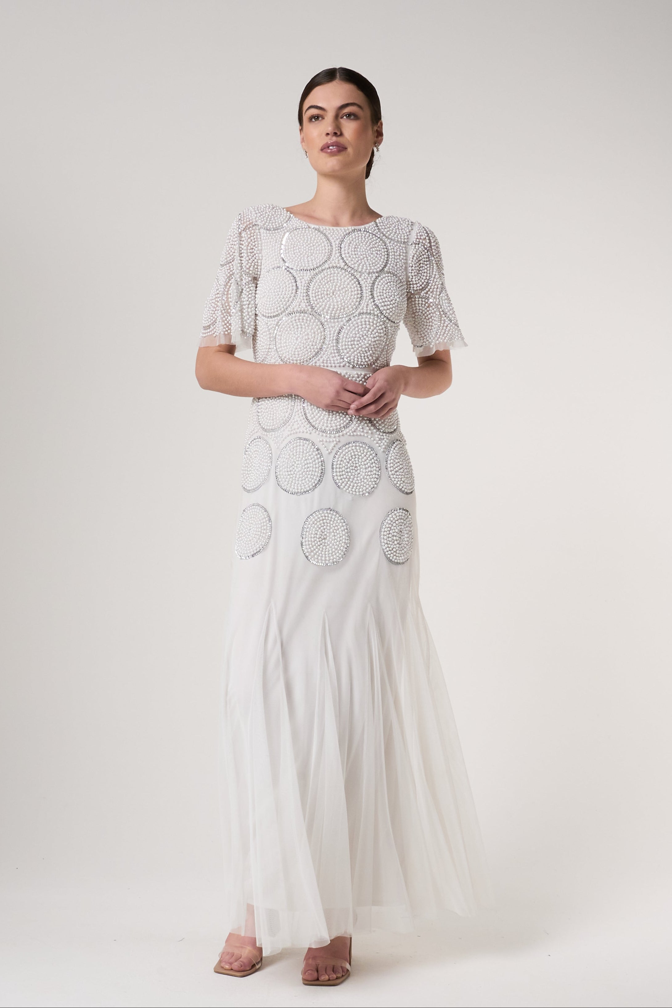 Norma White Embellished Maxi Dress 