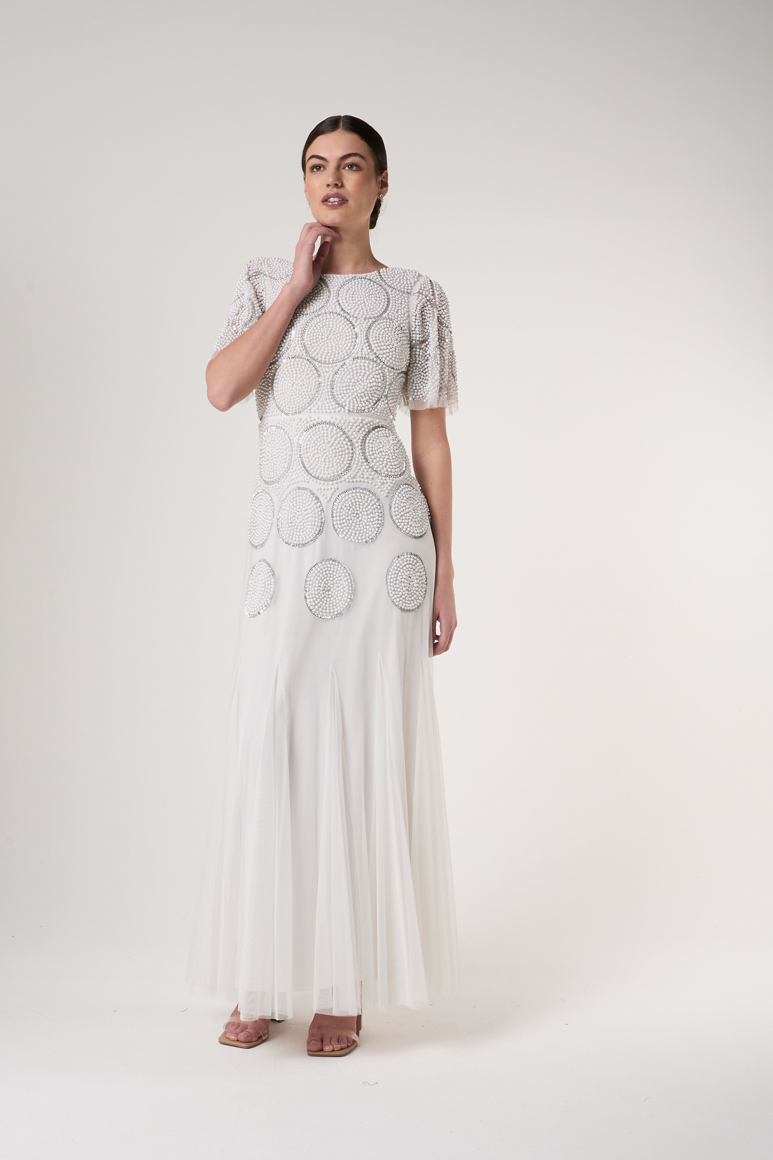 Norma White Embellished Maxi Dress 
