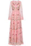 Nydia Pink Floral Embroidered Maxi Dress