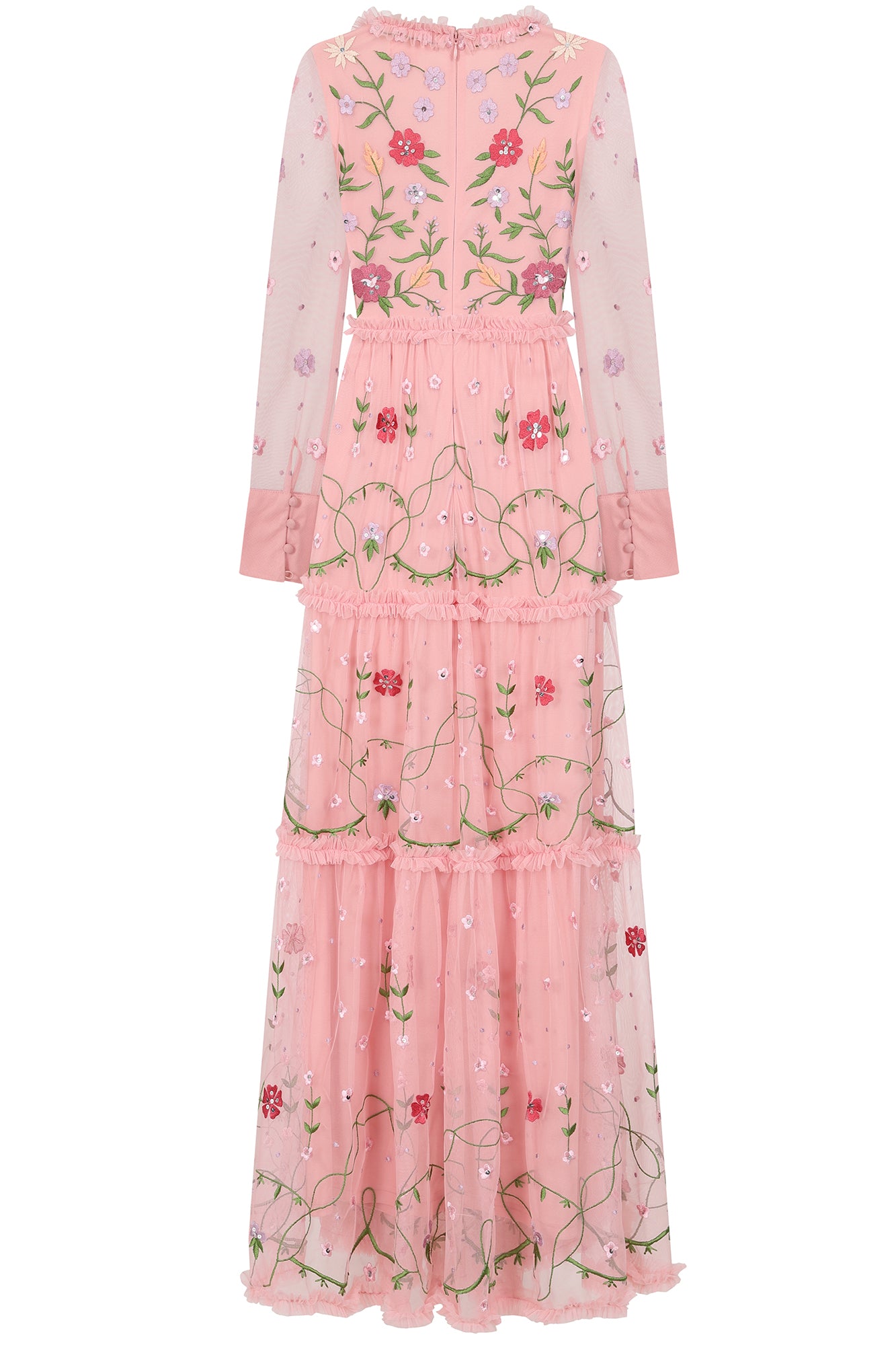 Nydia Pink Floral Embroidered Maxi Dress