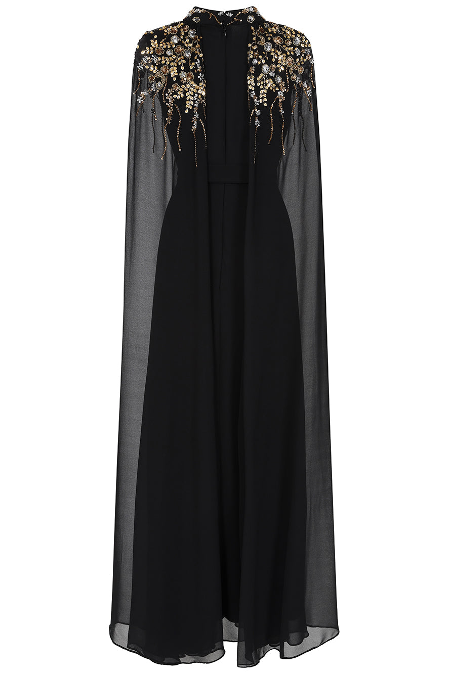 Octavia Black Embellished Cape Sleeve Maxi Dress Frock and Frill Octavia Black Embellished Cape Sleeve Maxi Dress Frock and Frill