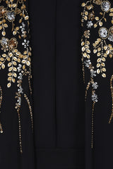 Octavia Black Embellished Cape Sleeve Maxi Dress