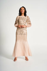 Odette Embellished Maxi Dress - Nude