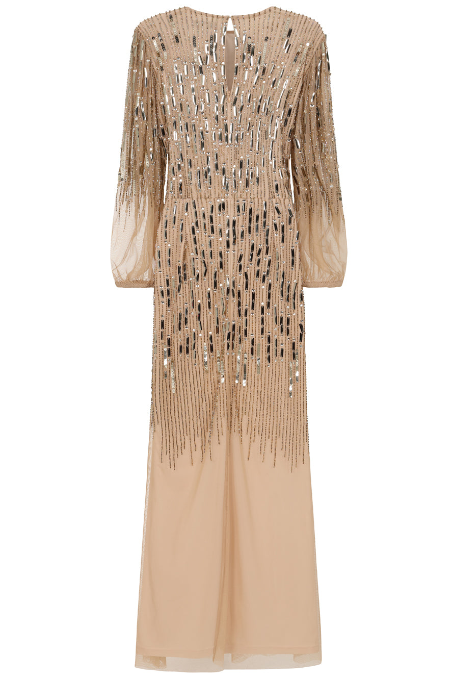 Odette Embellished Maxi Dress - Nude