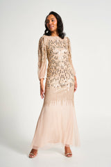 Odette Embellished Maxi Dress - Nude