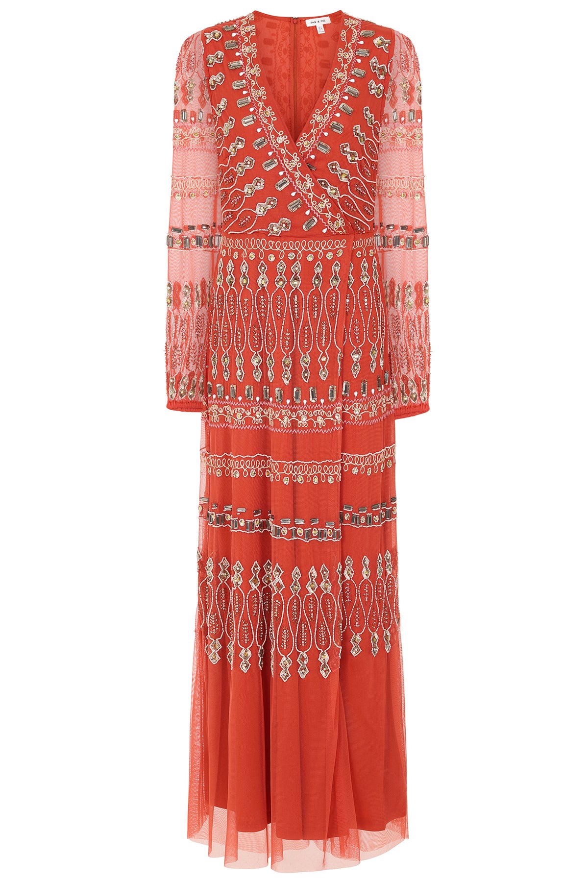 Ondine Deep Terracotta Embellished Maxi Dress