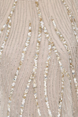 Ora Cape Detail Embellished Maxi Dress - Nude