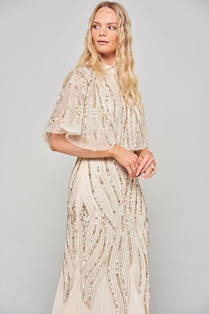 Ora Cape Detail Embellished Maxi Dress Frock and Frill Ora Cape Detail Embellished Maxi Dress Frock and Frill