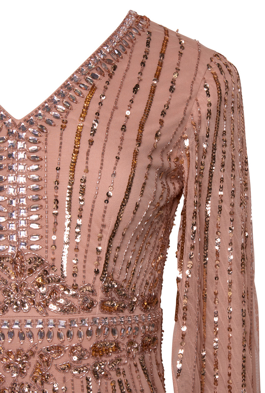Oriana Peach Blush Embellished Cape Sleeve Maxi Dress Frock and Frill Oriana Peach Blush Embellished Cape Sleeve Maxi Dress Frock and Frill