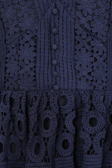 Paige Navy Crochet Lace Midi Dress