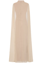 Paloma nude embellished maxi dress by Frock and Frill with sheer mesh cape and high neckline