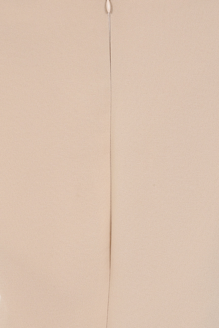 Paloma nude embellished maxi dress by Frock and Frill with sheer mesh cape and high neckline