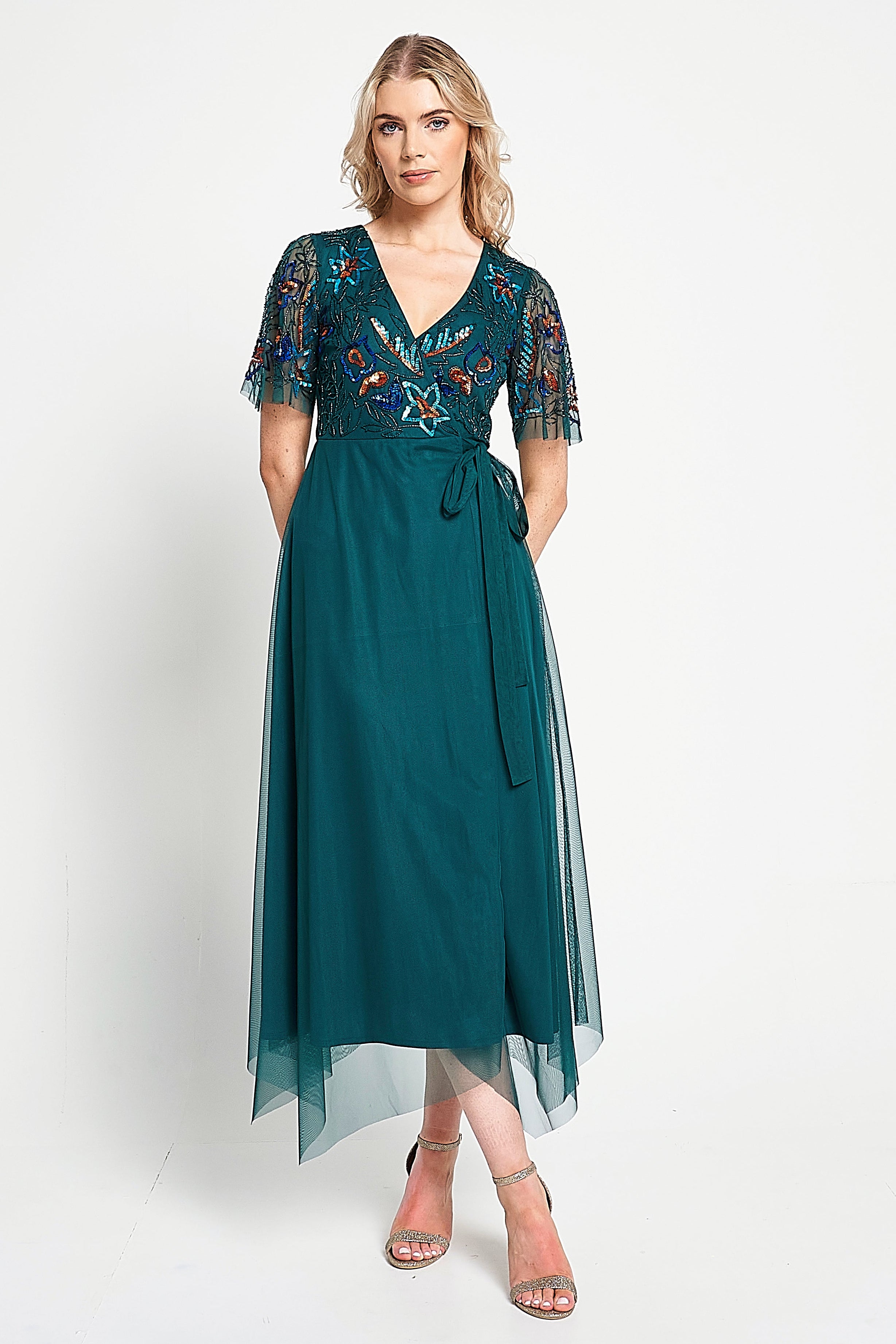 Paula Green Embellished Midi Dress